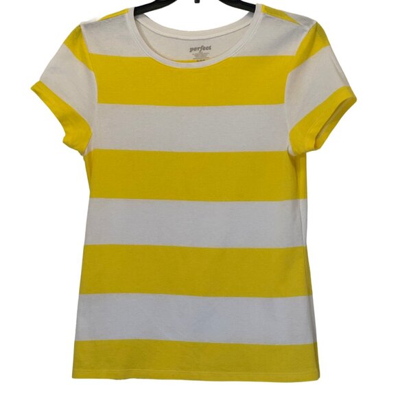 Old Navy Tops - Women Perfect Bright Yellow & White Tee Shirt Size XL